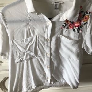 Forever 21 White Collared Tee
